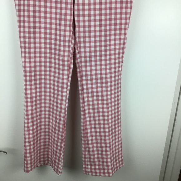 Zara | Pants & Jumpsuits | Zara Pink High Waist Gingham Crop Flare Trousers | Poshmark